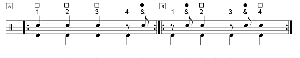 Solfege, noires, demi soupirs & croches en contretemps