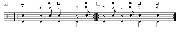 Solfege, noires, demi soupirs & croches en contretemps