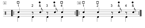 Solfege, noires, demi soupirs & croches en contretemps