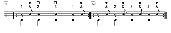 Solfege, noires, demi soupirs & croches en contretemps
